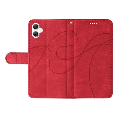 For Samsung Galaxy A06 Case Stand Wallet Leather Phone Cover Curved Line Wrist Strap