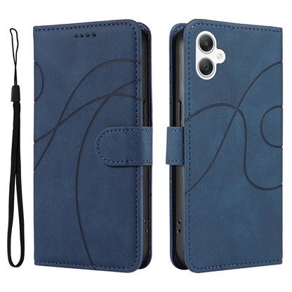 For Samsung Galaxy A06 Case Stand Wallet Leather Phone Cover Curved Line Wrist Strap
