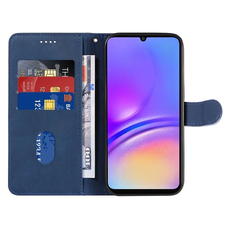 For Samsung Galaxy A06 Case Stand Wallet Leather Phone Cover Curved Line Wrist Strap