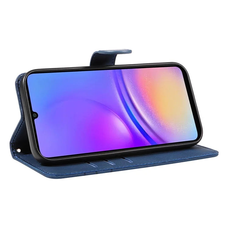 For Samsung Galaxy A06 Case Stand Wallet Leather Phone Cover Curved Line Wrist Strap