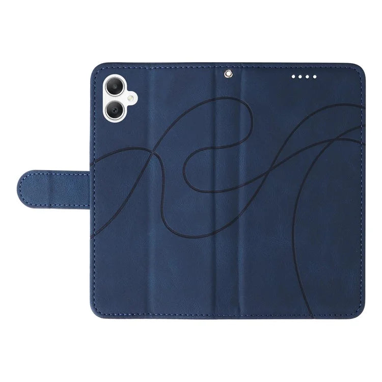 For Samsung Galaxy A06 Case Stand Wallet Leather Phone Cover Curved Line Wrist Strap