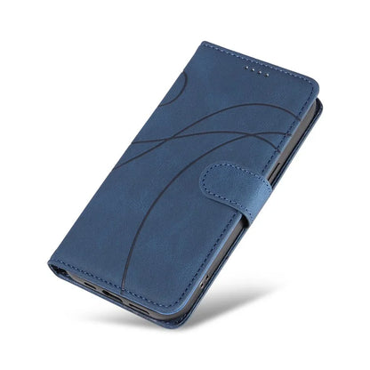 For Samsung Galaxy A06 Case Stand Wallet Leather Phone Cover Curved Line Wrist Strap