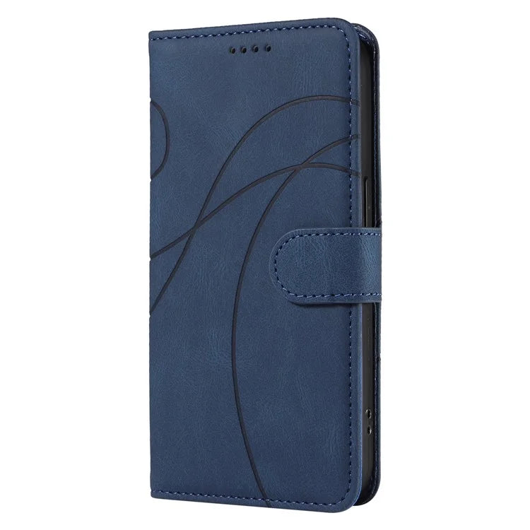 For Samsung Galaxy A06 Case Stand Wallet Leather Phone Cover Curved Line Wrist Strap