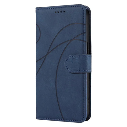 For Samsung Galaxy A06 Case Stand Wallet Leather Phone Cover Curved Line Wrist Strap