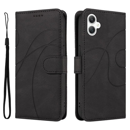 For Samsung Galaxy A06 Case Stand Wallet Leather Phone Cover Curved Line Wrist Strap