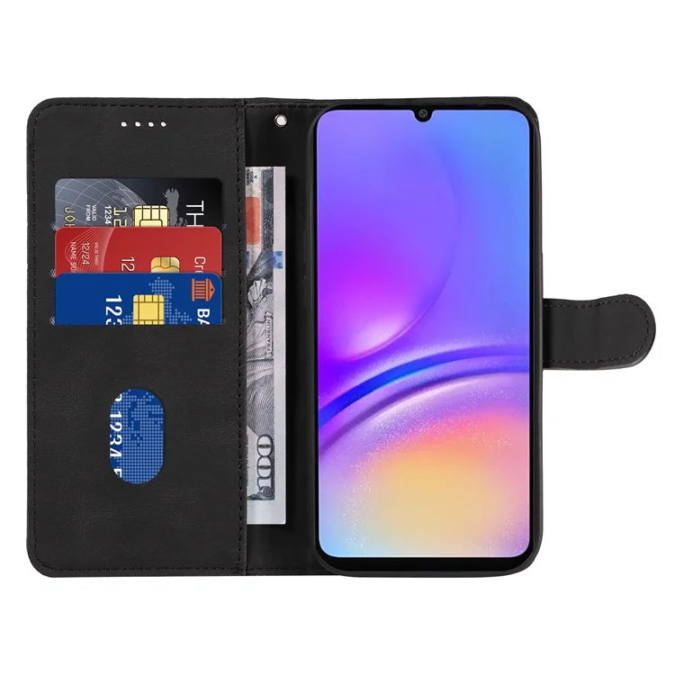 For Samsung Galaxy A06 Case Stand Wallet Leather Phone Cover Curved Line Wrist Strap