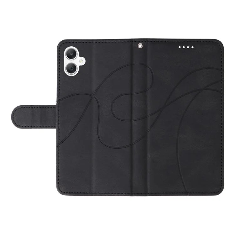 For Samsung Galaxy A06 Case Stand Wallet Leather Phone Cover Curved Line Wrist Strap