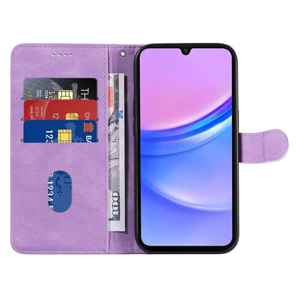 For Samsung Galaxy A16 5G Case Stand Wallet Leather Phone Cover Curved Line Wrist Strap