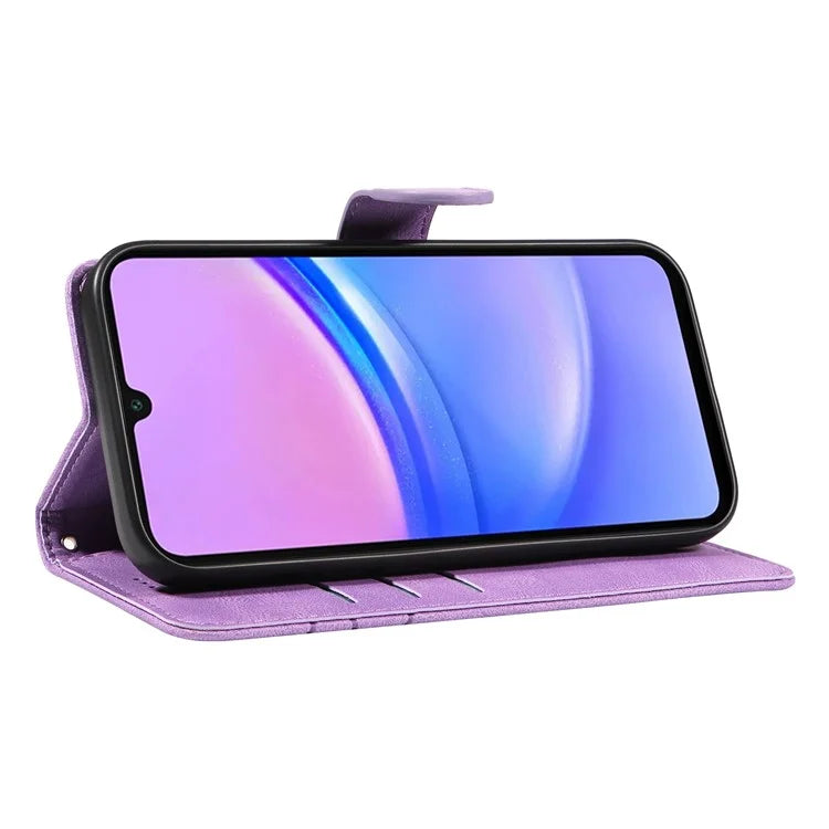 For Samsung Galaxy A16 5G Case Stand Wallet Leather Phone Cover Curved Line Wrist Strap