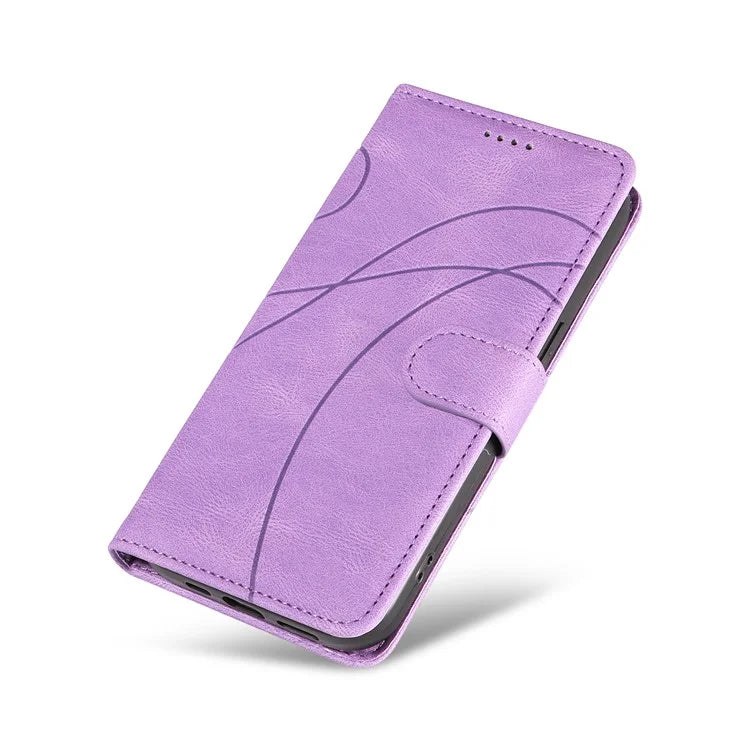 For Samsung Galaxy A16 5G Case Stand Wallet Leather Phone Cover Curved Line Wrist Strap