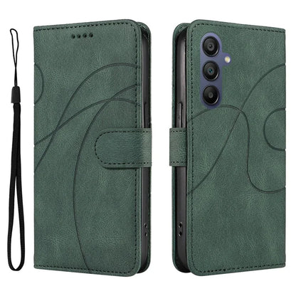 For Samsung Galaxy A16 5G Case Stand Wallet Leather Phone Cover Curved Line Wrist Strap