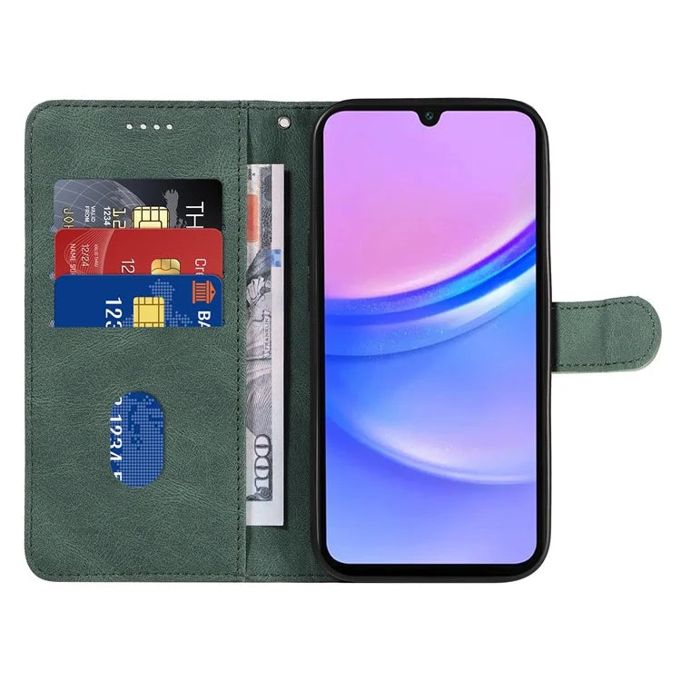 For Samsung Galaxy A16 5G Case Stand Wallet Leather Phone Cover Curved Line Wrist Strap