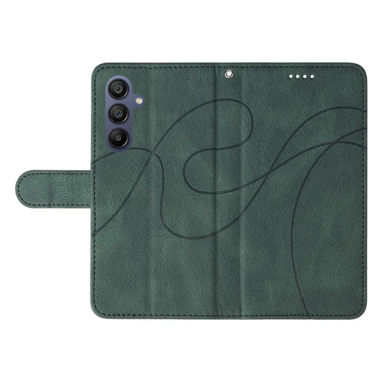 For Samsung Galaxy A16 5G Case Stand Wallet Leather Phone Cover Curved Line Wrist Strap