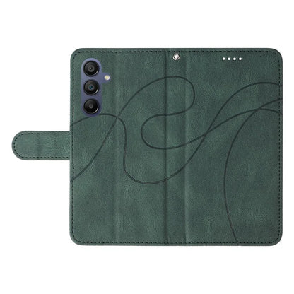 For Samsung Galaxy A16 5G Case Stand Wallet Leather Phone Cover Curved Line Wrist Strap