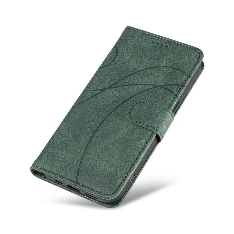 For Samsung Galaxy A16 5G Case Stand Wallet Leather Phone Cover Curved Line Wrist Strap