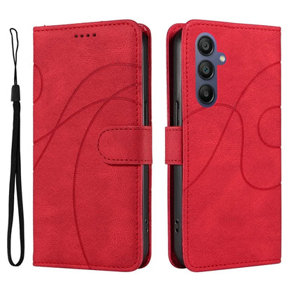 For Samsung Galaxy A16 5G Case Stand Wallet Leather Phone Cover Curved Line Wrist Strap