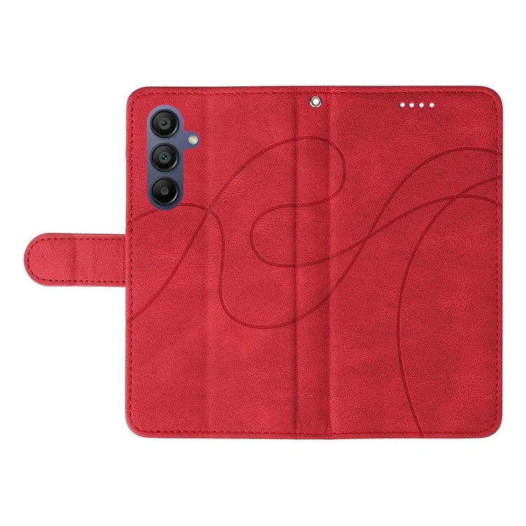 For Samsung Galaxy A16 5G Case Stand Wallet Leather Phone Cover Curved Line Wrist Strap