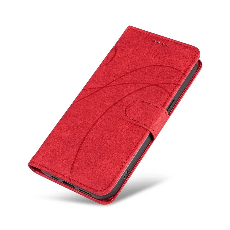 For Samsung Galaxy A16 5G Case Stand Wallet Leather Phone Cover Curved Line Wrist Strap