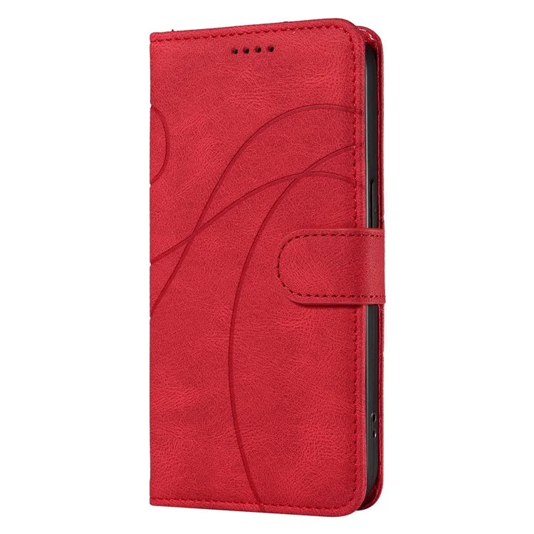 For Samsung Galaxy A16 5G Case Stand Wallet Leather Phone Cover Curved Line Wrist Strap