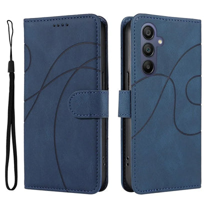 For Samsung Galaxy A16 5G Case Stand Wallet Leather Phone Cover Curved Line Wrist Strap