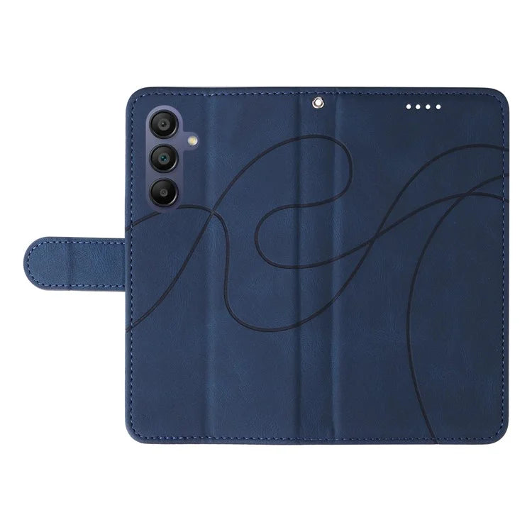For Samsung Galaxy A16 5G Case Stand Wallet Leather Phone Cover Curved Line Wrist Strap