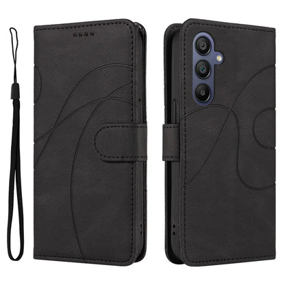 For Samsung Galaxy A16 5G Case Stand Wallet Leather Phone Cover Curved Line Wrist Strap