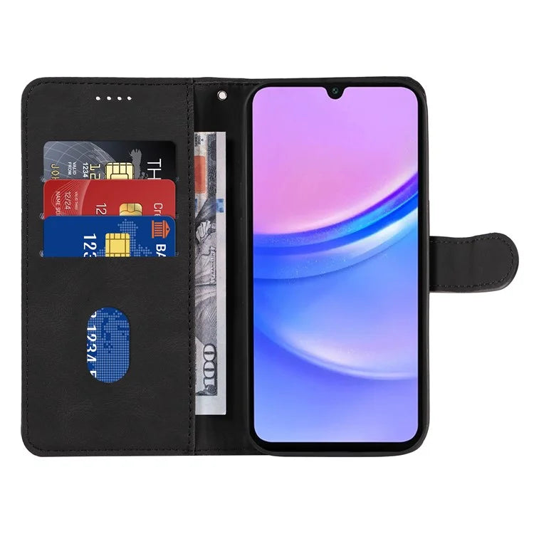 For Samsung Galaxy A16 5G Case Stand Wallet Leather Phone Cover Curved Line Wrist Strap