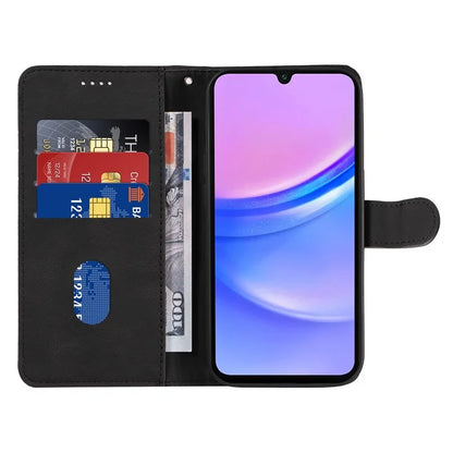 For Samsung Galaxy A16 5G Case Stand Wallet Leather Phone Cover Curved Line Wrist Strap