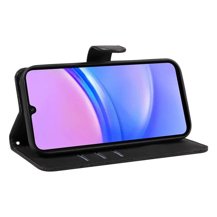 For Samsung Galaxy A16 5G Case Stand Wallet Leather Phone Cover Curved Line Wrist Strap