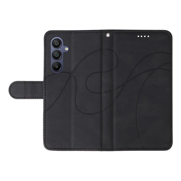 For Samsung Galaxy A16 5G Case Stand Wallet Leather Phone Cover Curved Line Wrist Strap