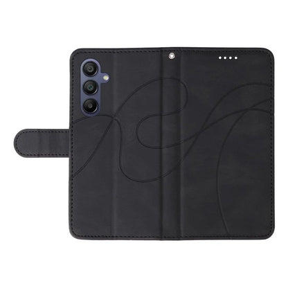 For Samsung Galaxy A16 5G Case Stand Wallet Leather Phone Cover Curved Line Wrist Strap