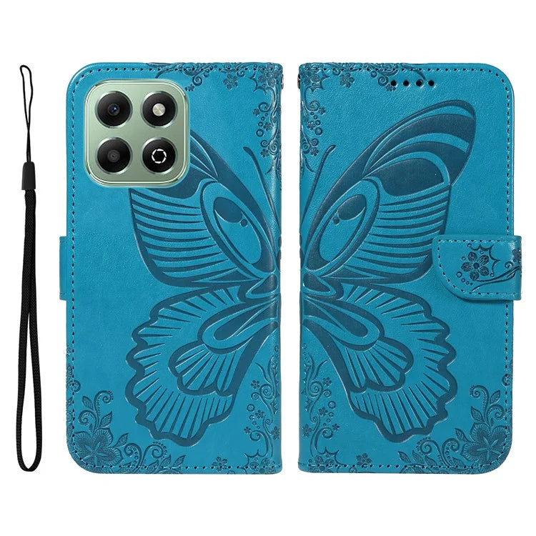For Honor X6b 4G Case Butterfly Pattern Leather Wallet Flip Phone Cover