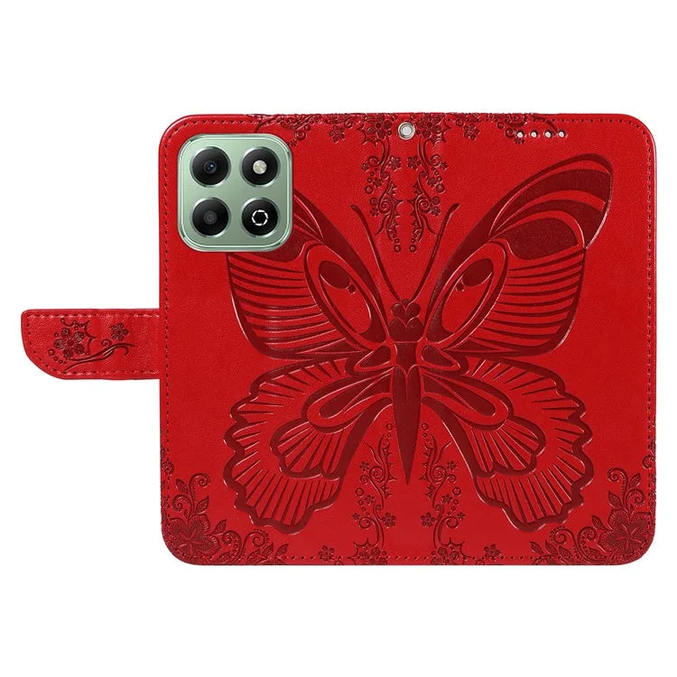 For Honor X6b 4G Case Butterfly Pattern Leather Wallet Flip Phone Cover