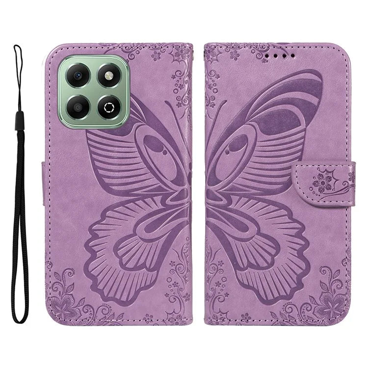 For Honor X6b 4G Case Butterfly Pattern Leather Wallet Flip Phone Cover