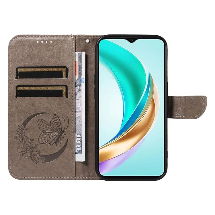 For Honor X6b 4G Case Butterfly Pattern Leather Wallet Flip Phone Cover
