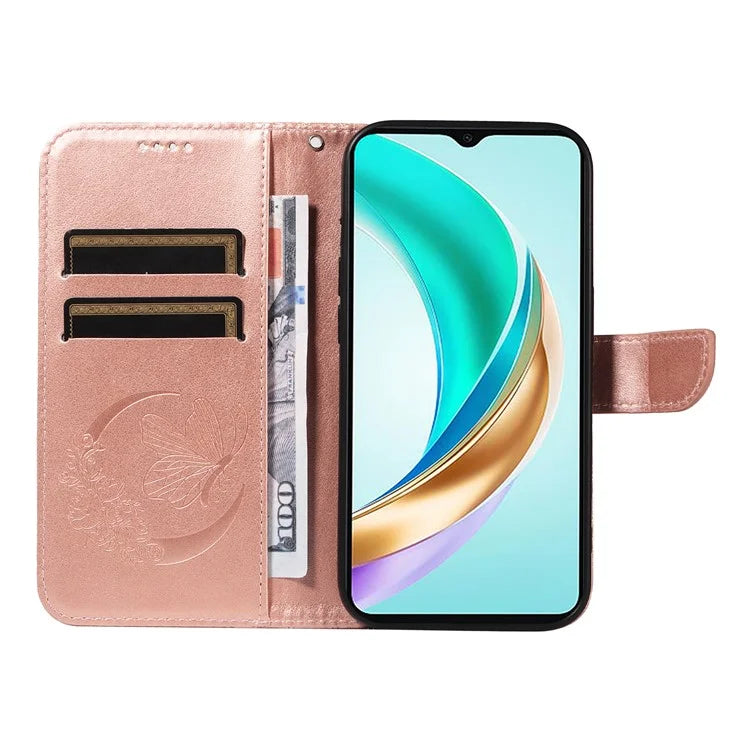 For Honor X6b 4G Case Butterfly Pattern Leather Wallet Flip Phone Cover