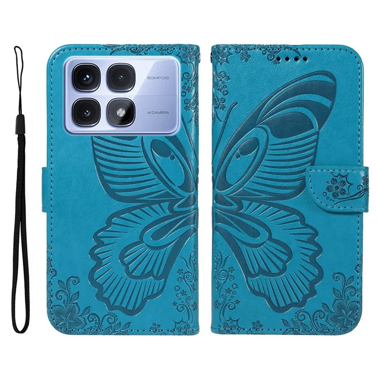 For Xiaomi Redmi K70 Ultra Case Butterfly Pattern Leather Wallet Flip Phone Cover