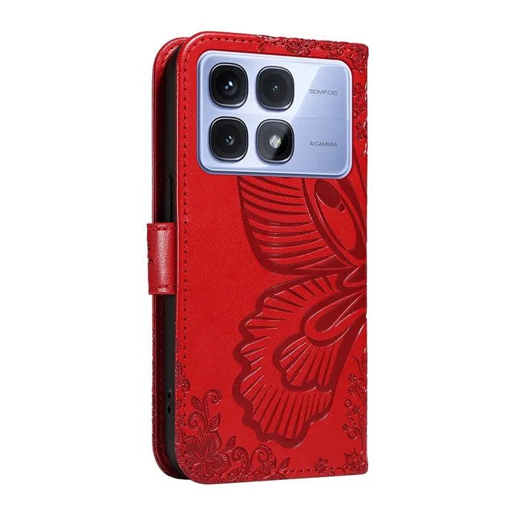 For Xiaomi Redmi K70 Ultra Case Butterfly Pattern Leather Wallet Flip Phone Cover