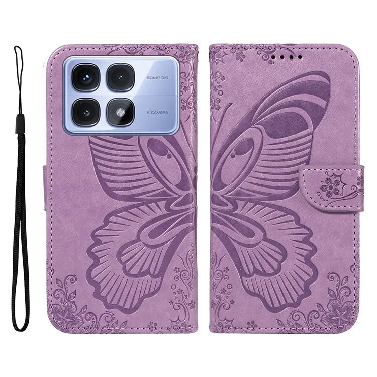 For Xiaomi Redmi K70 Ultra Case Butterfly Pattern Leather Wallet Flip Phone Cover