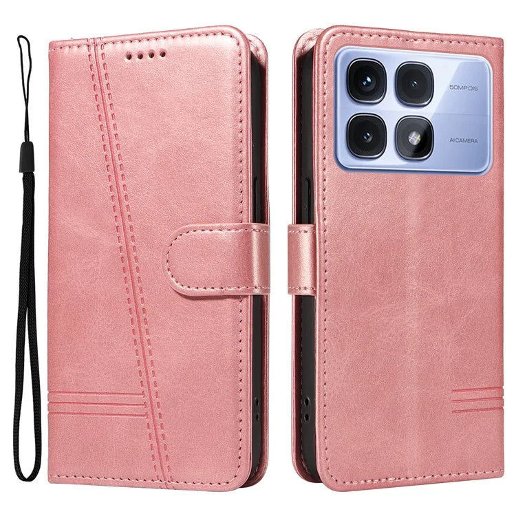 For Xiaomi Redmi K70 Ultra Case Flip Wallet T-Shape Lines Leather Phone Cover