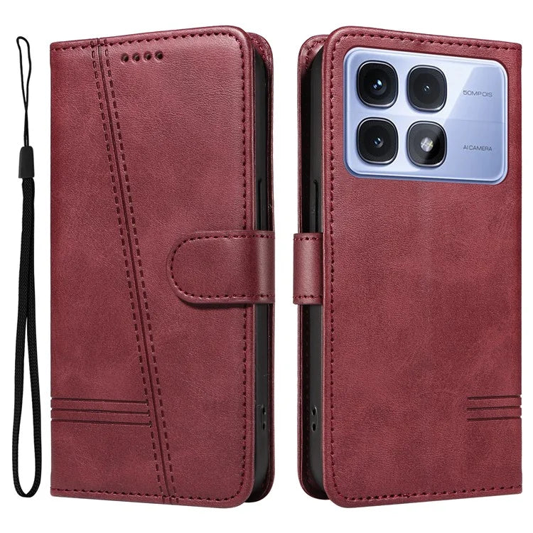 For Xiaomi Redmi K70 Ultra Case Flip Wallet T-Shape Lines Leather Phone Cover