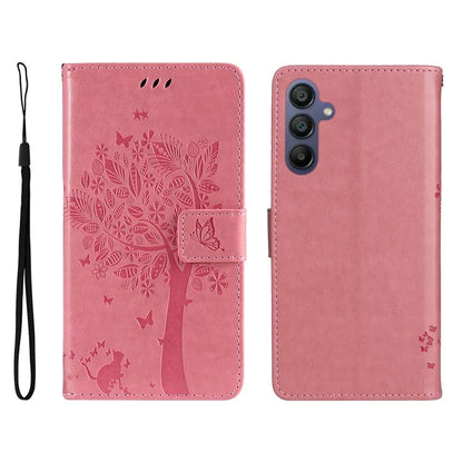 KT Imprinting Flower Series-3 For Samsung Galaxy A16 5G Case Cat Tree Pattern Flip Leather Phone Cover