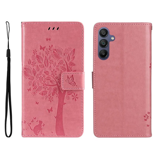 KT Imprinting Flower Series-3 For Samsung Galaxy A16 5G Case Cat Tree Pattern Flip Leather Phone Cover