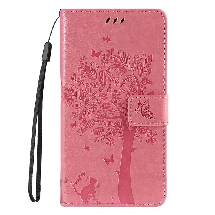 KT Imprinting Flower Series-3 For Samsung Galaxy A16 5G Case Cat Tree Pattern Flip Leather Phone Cover