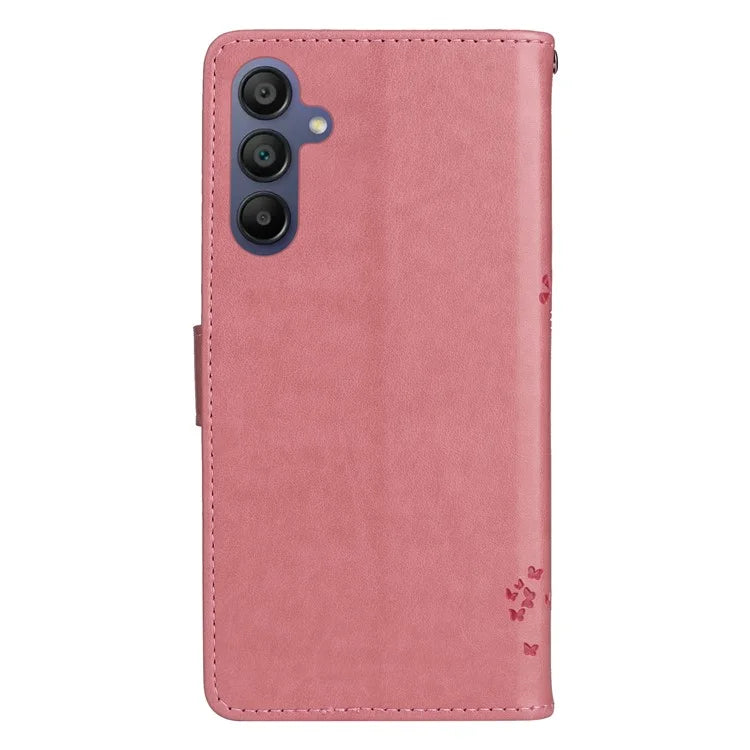 KT Imprinting Flower Series-3 For Samsung Galaxy A16 5G Case Cat Tree Pattern Flip Leather Phone Cover