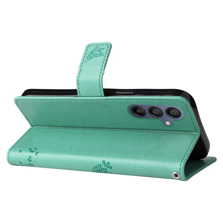 KT Imprinting Flower Series-3 For Samsung Galaxy A16 5G Case Cat Tree Pattern Flip Leather Phone Cover