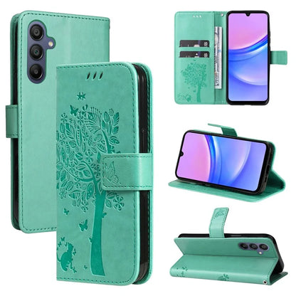 KT Imprinting Flower Series-3 For Samsung Galaxy A16 5G Case Cat Tree Pattern Flip Leather Phone Cover