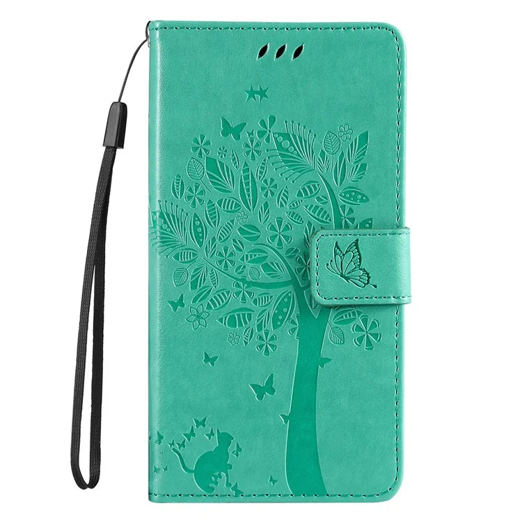 KT Imprinting Flower Series-3 For Samsung Galaxy A16 5G Case Cat Tree Pattern Flip Leather Phone Cover