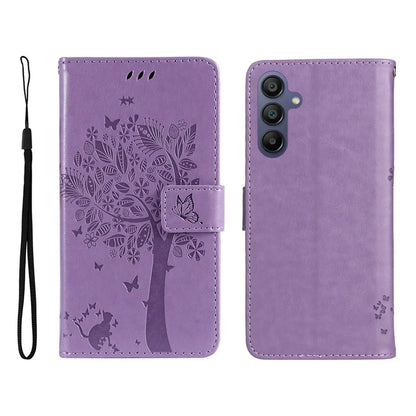 KT Imprinting Flower Series-3 For Samsung Galaxy A16 5G Case Cat Tree Pattern Flip Leather Phone Cover