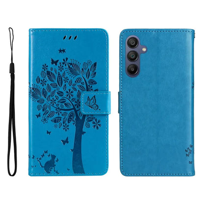 KT Imprinting Flower Series-3 For Samsung Galaxy A16 5G Case Cat Tree Pattern Flip Leather Phone Cover
